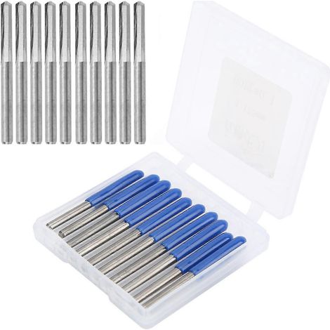 10 fraises à bois CNC de 3,175 mm en acier au tungstène, fraises à graver, angle de 90° x 0,3 mm