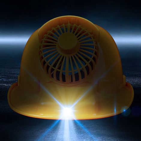 Chapeau de soleil respirant à énergie solaire, chapeau de chantier, casque anti-écrasement, casque rechargeable à double ventilateur avec lumière. (1/5)
