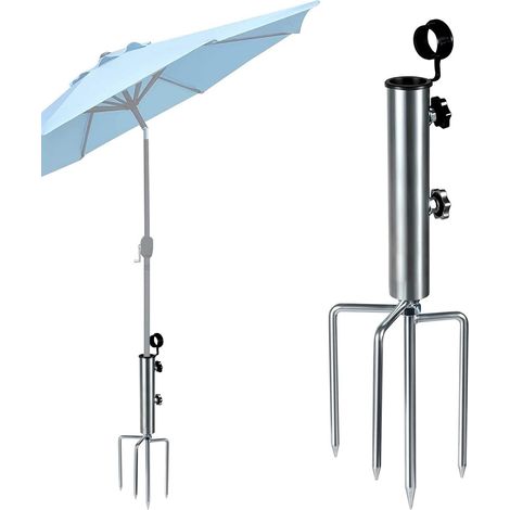 Support de Parasol avec 4 Piquets, Amovible et Réglable (1/5)