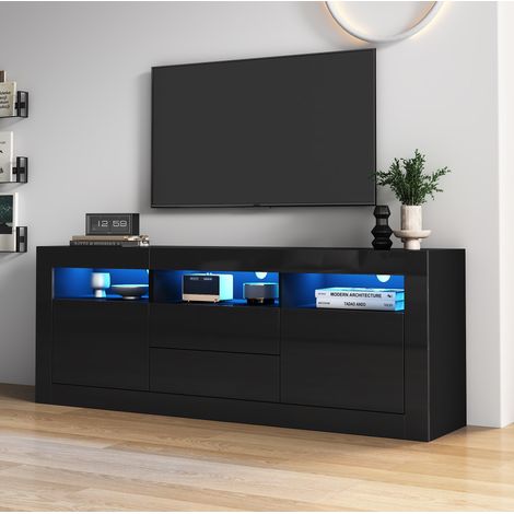mobile tv 160 cm lucido LED app nero 2 ante salotto OKMYHOME (1/5)