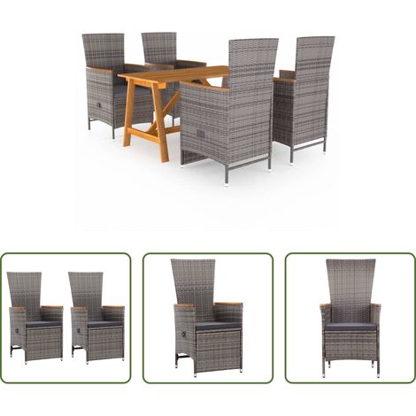 vidaXL Salle à manger extérieur - Ensemble à manger de jardin 5 pcs Gris (1/5)