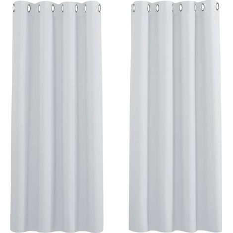 GENERIC-Rideaux Occultants Thermiques - Lot de 2 Rideau Panneaux à Oeillets / Insonorisation Coulissant Isolation Lneux Prêt à Poser, Gris Blanc-2x L 120 X H 180 cm,Gris Blanc (1/5)