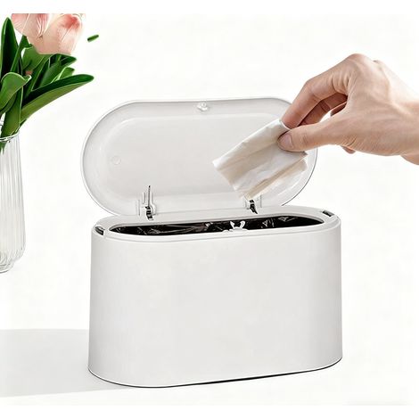 Mini-Mülleimer – Kleiner Mülleimer mit Sensor – Tischmülleimer – Büro – Büromülleimer – Tischmülleimer – 11 x 13 x 22 cm – Kunststoffmülleimer – Badezimmermülleimer – Recyclingbehälter – Automülleimer (1/5)