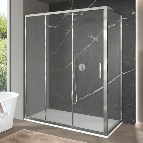 Box doccia 80x170 cm con porta scorrevole trasparente H 200 cm Ted (1/5)