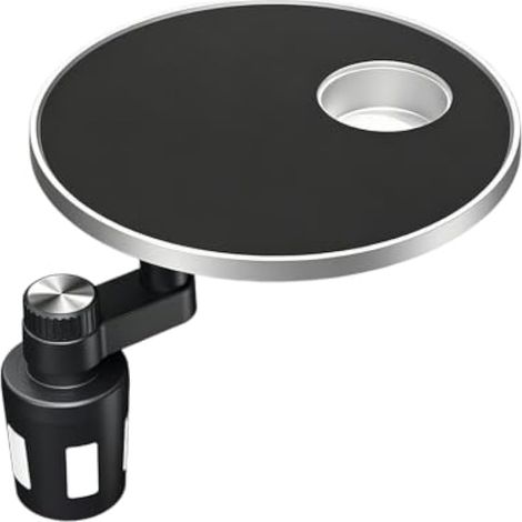 Plateau de Voiture, Table de Voiture de 28 cm avec Porte Gobelet Table Pivotante à 360° pour Fixation sur Chassis Rond de 6,5 cm de Diamètre Table Flottante Montée sur Céhicule pour Siège Passager (1/5)