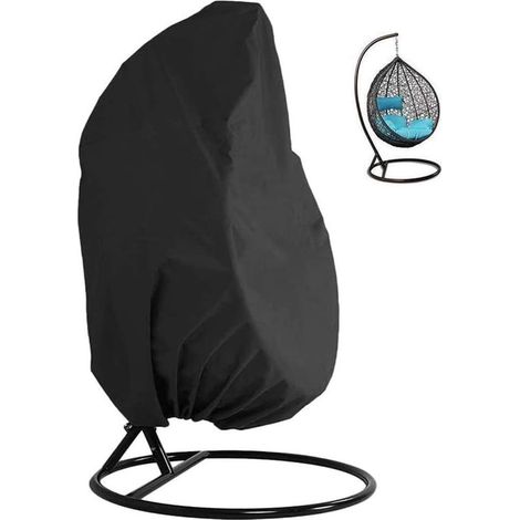 Couverture de Chaise Suspendue Housse de Fauteuil Suspendu Jardin Housse de Protection pour Oeufs Chaise Imperméable Housses avec Fermeture à Glissière Jardin Housse de siège Suspendu (Noir) G