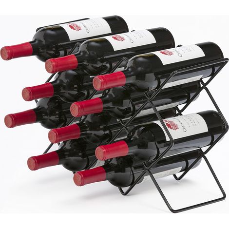 Casier à vin Noir pour 10 Bouteilles - Organiseur de Rangement pour Cuisine, Garde-Manger et réfrigérateur (1/5)