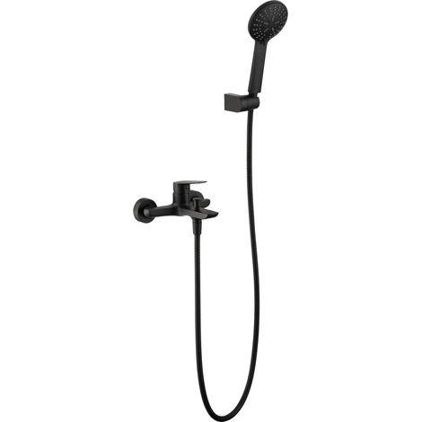 IMEX Kit mezclador para banera y ducha en latón y zama negro opaco con ducha redonda de 3 posiciones y cartucho cerámico 35 mm Imex-BDZ044-4NG