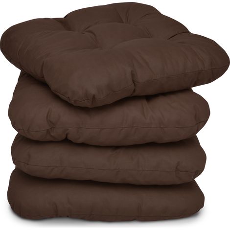 Beautissu – Lot de 4 galettes de chaise 38x38x8cm – Housse 50% coton 50% polyester – Garnissage flocons de mousse – Confort optimal