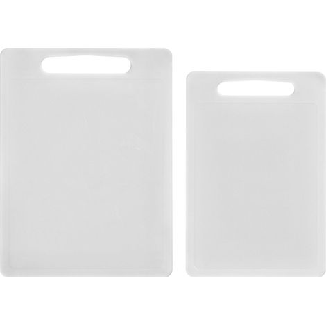 Lot de 2 planches à découper blanches multifonctions avec surface antidérapante, passent au lave-vaisselle avec poignées, grande planche mesurant 40 cm x 30 cm, planche standard 35 cm x 25 cm (1/5)