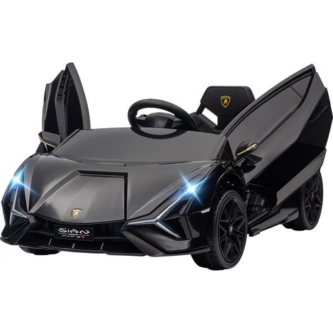 Voiture électrique Lamborghini 12V pour enfants de 3 à 5 ans, avec télécommande et vitesse de 3 à 5 km/h. Noire.