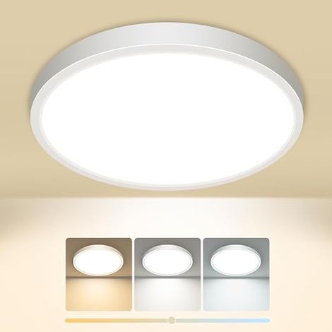 LED Ceiling Light, 3000K 4000K 6500K Colours Ceiling Light, 15 W 1500 LM, Round, Waterproof Bathroom Ceiling Light for Kitchen, Bedroom, Hallway, Garage, Balcony (1/5)