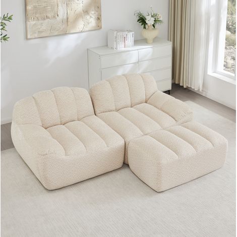 sofá modular 2 plazas L sin montaje beige OKMYHOME (1/5)