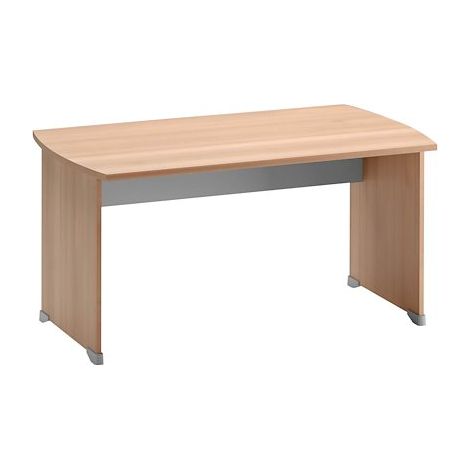 Bureau droit hêtre ambré L 140 x P 80 cm piètement plein bois - Jazz (1/3)