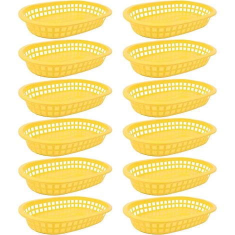 1 ou 12 paniers alimentaires ovales en plastique pour frites et restauration rapide (jaune, 12 pièces) (1/5)