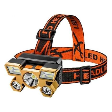 Lampe frontale rechargeable USB - 5 LED - Avec piles - 90 rotation - Étanche - Pour le travail, l'extérieur, la course, le camping, la pêche, la randonnée et le cyclisme-Couleur de l'image princ (1/4)