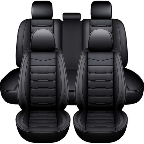 Housses de siège auto, cuir PU, ajustement universel, noir (1/2)
