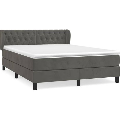 Maison Exclusive - Giroletto a Molle con Materasso Grigio Scuro 140x200 cm Velluto (1/5)