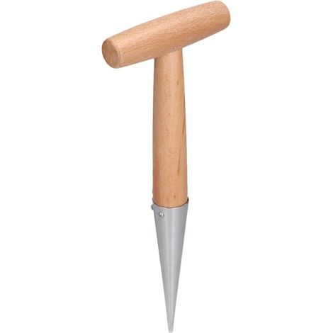 Plantoir à main traditionnel en acier inoxydable avec manche en bois léger (Marron) (1/5)