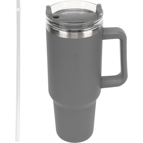Gourde Isotherme Inox 40oz avec Paille et Poignée, Maintient Boissons Chaudes ou Froides, Type 4 (1/5)