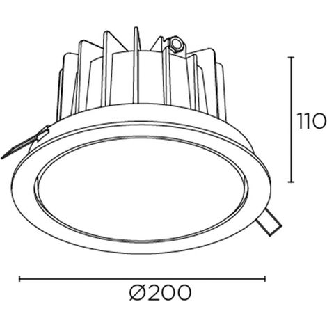 LedsC4 Dako - Downlight LED Empotrable LED 20W y 1821lm con Luz Cálida 3000K. Diámetro 20cm. Estructura de Aluminio. Uso Exterior IP66. Color Negro