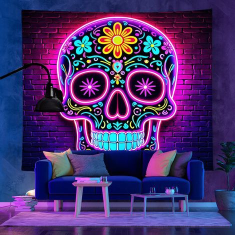 Tapisserie fluorescente UV de style tendance, décoration de chambre, tapisserie d'Halloween, 180 x 230 cm