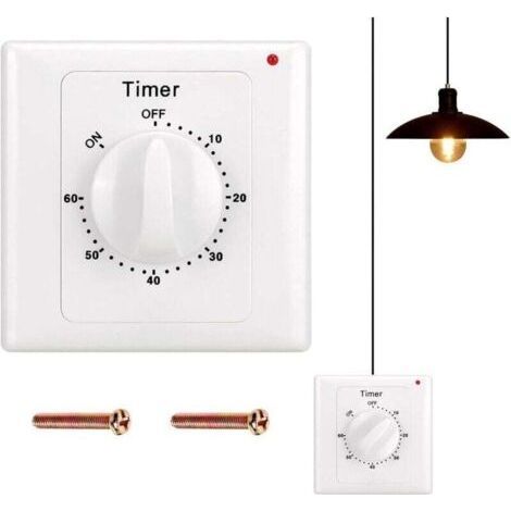 Interrupteur de compte à rebours : minuterie 60 minutes interrupteur d'éclairage avec minuterie, protégé contre l'eau, Creuser des trous pour l'installation pour salle de bain, ventilateur, lumières (1/4)