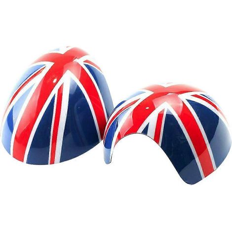 Coques de rétroviseurs extérieurs rouges/bleus avec drapeau britannique pour Mini Cooper R55 R56 R57 R58 R60 R61 (rétroviseurs rabattables électriquement)