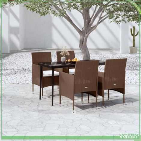 Ensemble de salle à manger de jardin - FAFEICY - 3099325 - 140x70x74 cm - Résine tressée - 1 table 4 chaises (1/5)