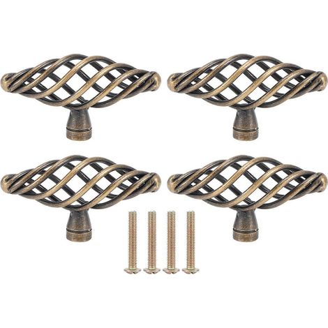 Poignées de porte anciennes 4 pièces en alliage de zinc, boutons de tirage pour placard, armoire, commode et tiroir, quincaillerie de meuble rétro (1/5)