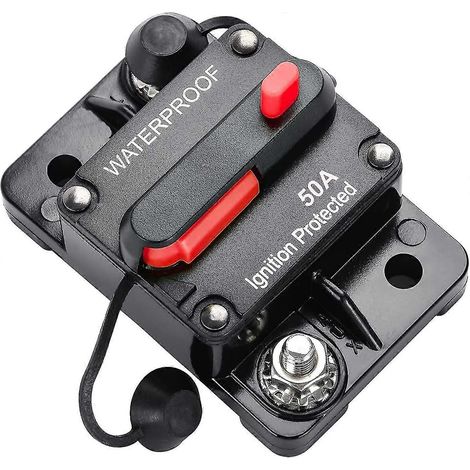 Disjoncteur 50A, alimentation manuelle 12V-48VDC, compatible avec les systèmes de propulsion marine électrique et les véhicules tout-terrain marins, avec fusible en ligne étanche à réarmement manuel ( (1/4)