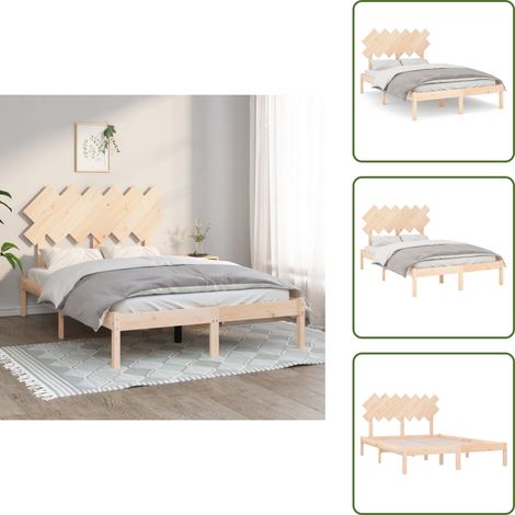 The Living Store Giroletto 120x200 cm in Legno Massello - Letto con testiera
