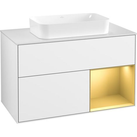 V&B Waschtischunterschrank Finion 100x60,3 cm, Reg re gol m, glo wh. Lac (1/2)
