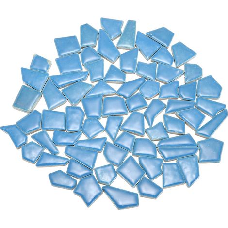 Carreaux de Mosaïque en Céramique, Auto-Adhésifs 500g Pierres Mosaïque Loisir Créatif 13-20mm pour Dessous de Verre, Décoration Intérieure, Miroirs Salle de Bain, Bleu Ciel (1/5)