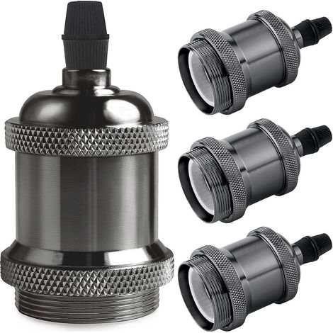 4 Pices Couleur Chrome Socket-vintage E27 Douille De Lampe, Edison Retro Suspension Lampe, Solide Cramique Adaptateur (1/5)