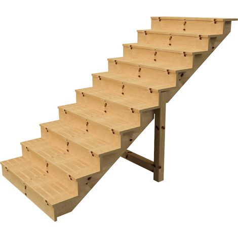 Berlin Escalier extérieur bois 10 marches H 173cm L-120cm - avec contre marche