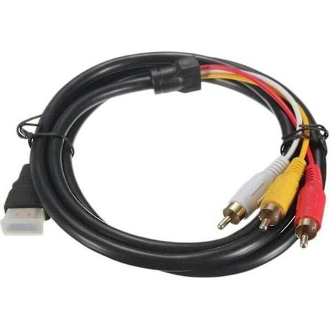 Cavo da HDMI a RCA, cavo da HDMI maschio a 3 RCA maschio, cavo AV, adattatore convertitore di componenti audio/video, cavo 1080p per TV HD, nero, 1,5 m (1/5)