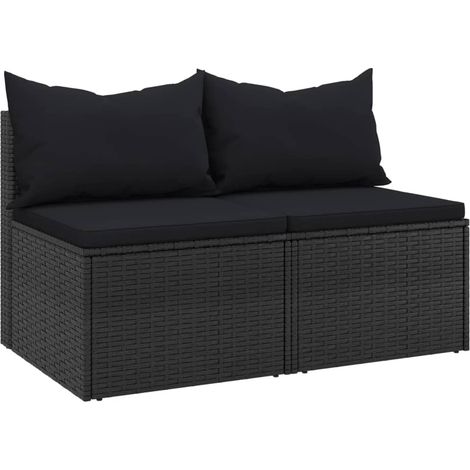 Maison Exclusive - Divani Centrali da Giardino con Cuscini 2pz in Polyrattan Nero
