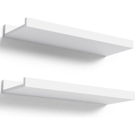 Étagères flottantes blanches pour mur Lot de 2, Étagères flottantes en bois de 40 CM Modernes pour présentoir de photos, décor mural, pour décor de pièce, salon, chambre à coucher, salle (1/5)