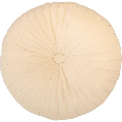 Oreiller Rond de Sol en Peluche - Coussin Décoratif Uni pour Lecture, Sofa, Siège (Blanc, 30x30CM) (1/4)