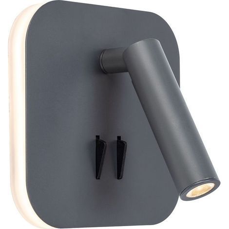 Applique murale liseuse LED 9 W en fonte d’aluminium gris anthracite – Température de couleur 3000 K – 693 lm – IP20 – pour intérieur (1/5)