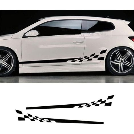 2Pair Body Side Stripes, MoreChioce Universal Side Skirt Racing Stripe PVC Sticker Sports Car Graphics Lower Door Panel Decal Decoration,Black (1/5)