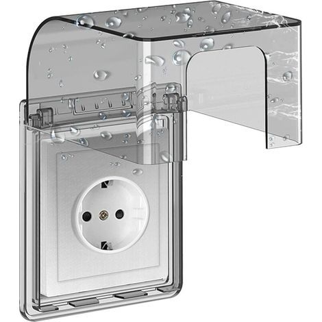 Type 86 Cache Prise Etanche Electrique Murale, Prise Electrique de Courant Etanche, Autocollant Prise Couvercle Interrupteur, 10.8x7.5x12.3cm, pour Salle de Bain et Cuisine Prise (1/5)