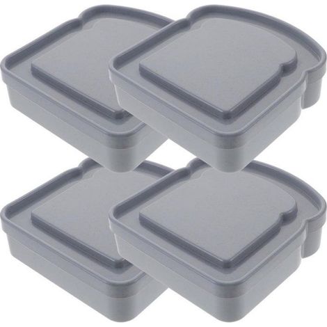 Boîte À Pain - Contenant Hermétique Réutilisable - Pour Sandwichs Fruits Céréales Et En-Cas - Lot De 4 - Gris (1/5)