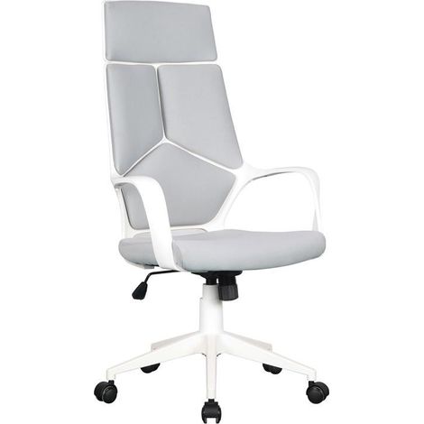 Chaise de bureau Moderna tissu Grise/Blanche (1/5)