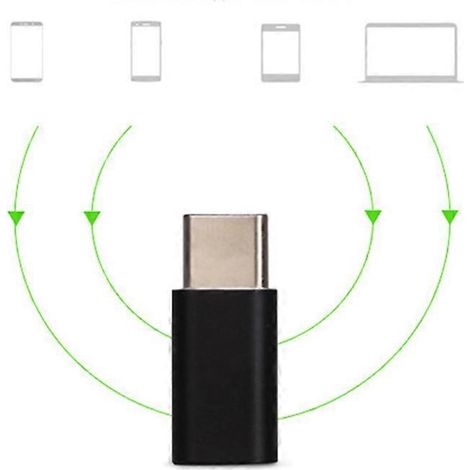 Adaptateur USB Type-C pour transfert de données, compatible avec connecteur de téléphone Micro USB, noir (1/5)