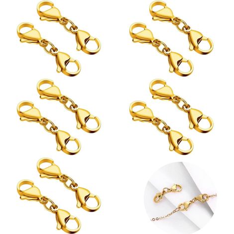 10 Pièces Fermoir Mousqueton Double Ouverture en Acier Inoxydable dorés - Fermoir et Prolongateur de Collier - Attache pour accessoires - Pour Création et Réparation de DIY (1/5)