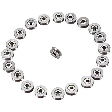 20pcs V623ZZ V Groove Bearing Steel Ball Bearing Carbon Groove Bearing Steel Flange Bearing Double-Shielded Bearings Kit 3x12x4mm
