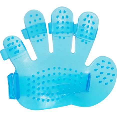 Brosse de bain à cinq doigts pour chat et chien, massage des paumes, accessoires de nettoyage pour animaux de compagnie, 12,5 x 10,5 cm, 1 paire, bleue (1/2)