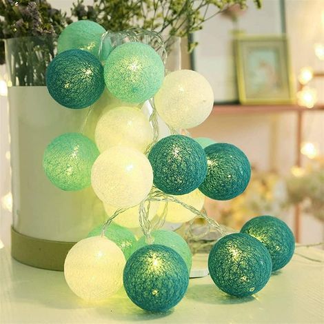 Lichterkette aus Wattebällchen, 3,3 m, 20 LEDs, Kupferdraht, für drinnen und draußen, Partydekoration (1/5)